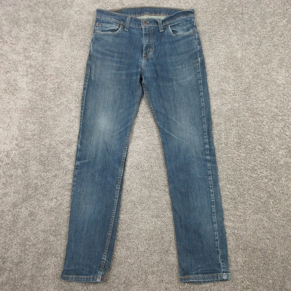 Levis Jeans Mens‎ 30x30 Blue 511 Slim Straight Faded Whiskering Zip Denim Pants